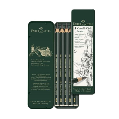 FAB-10-119305 - FABER CASTELL 9000 PENCILS Jumbo Graphite Asst Tin5